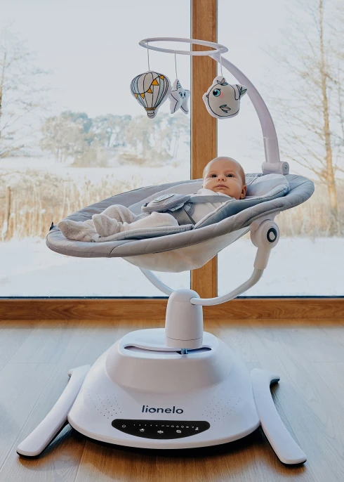 Lionelo Bella Grey Concrete— leżaczek bujaczek