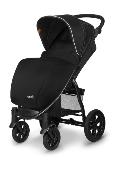 Wózek spacerowy od narodzin, do 22 kg, koła gumowe - Annet Tour Black Carbon - Lionelo