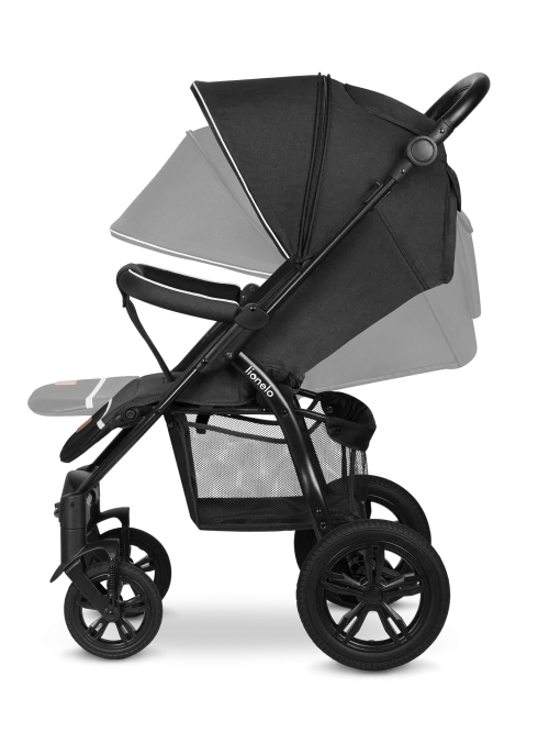 Wózek spacerowy od narodzin, do 22 kg, koła gumowe - Annet Tour Black Carbon - Lionelo