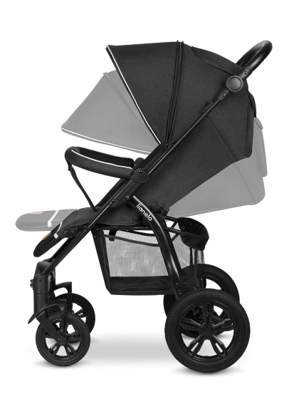 Wózek spacerowy od narodzin, do 22 kg, koła gumowe - Annet Tour Black Carbon - Lionelo