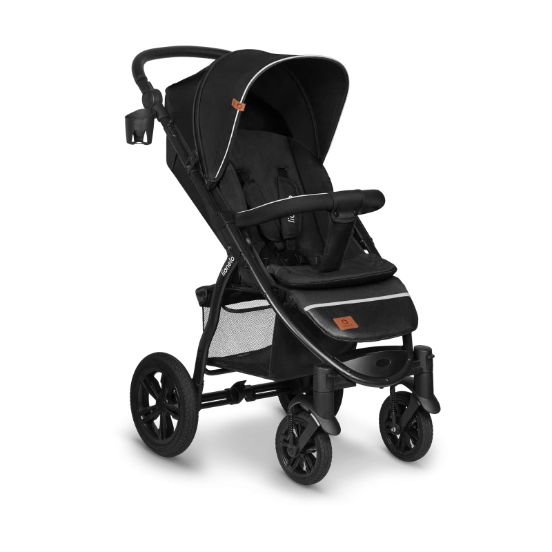 Wózek spacerowy od narodzin, do 22 kg, koła gumowe - Annet Tour Black Carbon - Lionelo