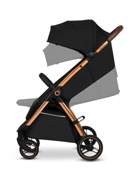 Wózek spacerowy 8,5 kg, składanie jedną ręką, amortyzowany - Ingrid Black Onyx - Lionelo