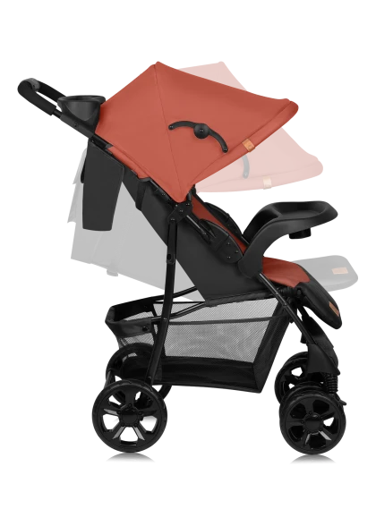 Wózek spacerowy lekki 7,7 kg, z tacką i torbą, do 15 kg - Emma Plus Coral Pink - Lionelo
