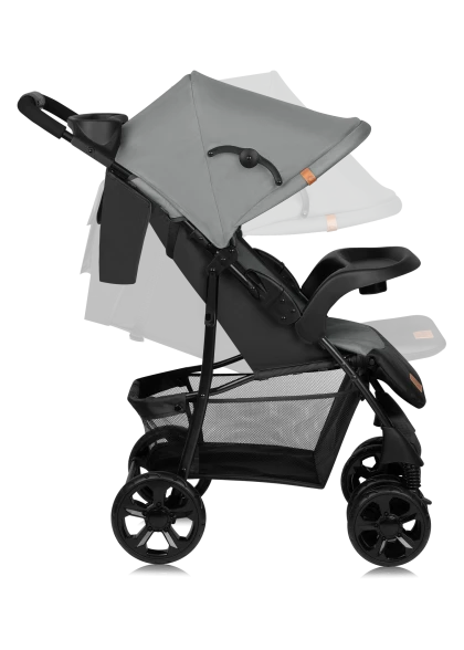 Wózek spacerowy lekki 7,7 kg, z tacką i torbą, do 15 kg - Emma Plus Grey Dove - Lionelo