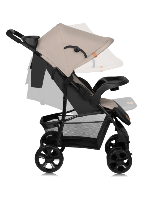 Wózek spacerowy lekki 7,7 kg, z tacką i torbą, do 15 kg - Emma Plus Beige Latte - Lionelo