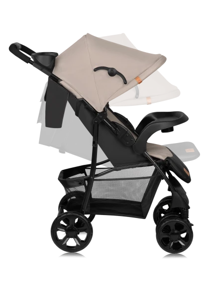 Wózek spacerowy lekki 7,7 kg, z tacką i torbą, do 15 kg - Emma Plus Beige Latte - Lionelo