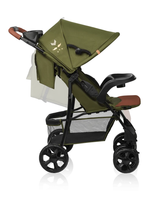 Wózek spacerowy lekki 7,7 kg, z tacką i torbą, do 15 kg - Emma Plus Forest Green - Lionelo