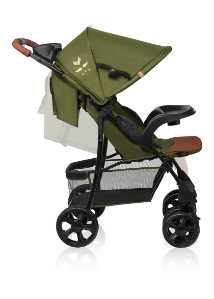 Wózek spacerowy lekki 7,7 kg, z tacką i torbą, do 15 kg - Emma Plus Forest Green - Lionelo