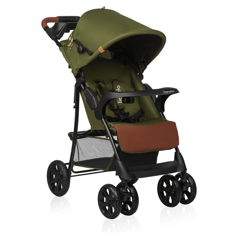 Wózek spacerowy lekki 7,7 kg, z tacką i torbą, do 15 kg - Emma Plus Forest Green - Lionelo