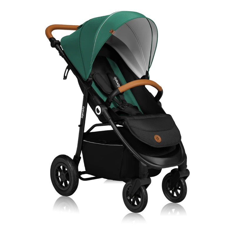 Wózek spacerowy, pompowane koła, od narodzin - Natt Green Emerald - Lionelo