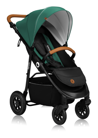 Wózek spacerowy, pompowane koła, od narodzin - Natt Green Emerald - Lionelo