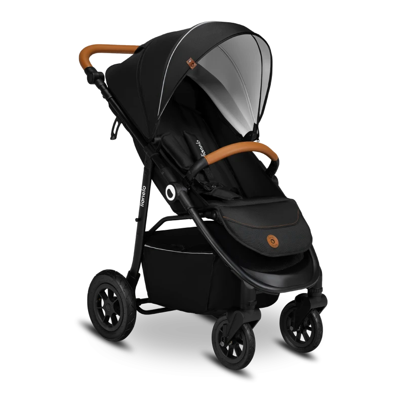 Wózek spacerowy, pompowane koła, od narodzin - Natt Black Onyx - Lionelo