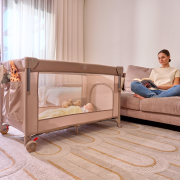 Lionelo Ellen Beige Sand — Łóżeczko dostawne 3 w 1