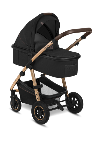 Wózek 2w1, gondola i spacerówka, pompowane koła - Amber Black Onyx - Lionelo