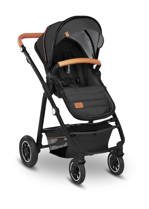 Wózek 2w1, gondola i spacerówka, pompowane koła - Amber Grey Graphite - Lionelo