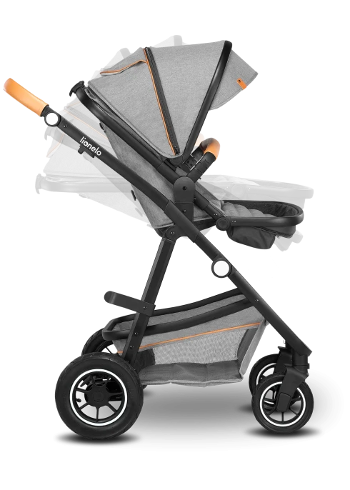 Wózek 2w1, gondola i spacerówka, pompowane koła - Amber Grey Stone - Lionelo