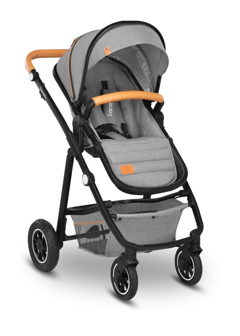 Wózek 2w1, gondola i spacerówka, pompowane koła - Amber Grey Stone - Lionelo