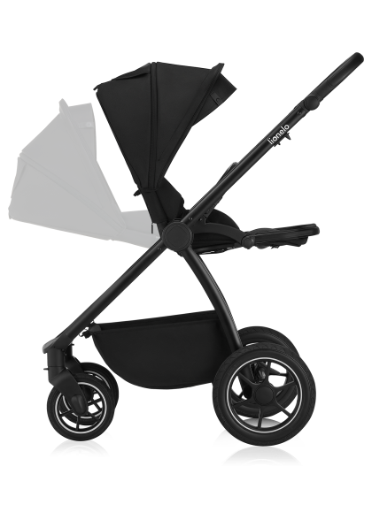 Wózek 2w1, gondola-nosidełko, koła all-terrain - Meril Black Onyx - Lionelo
