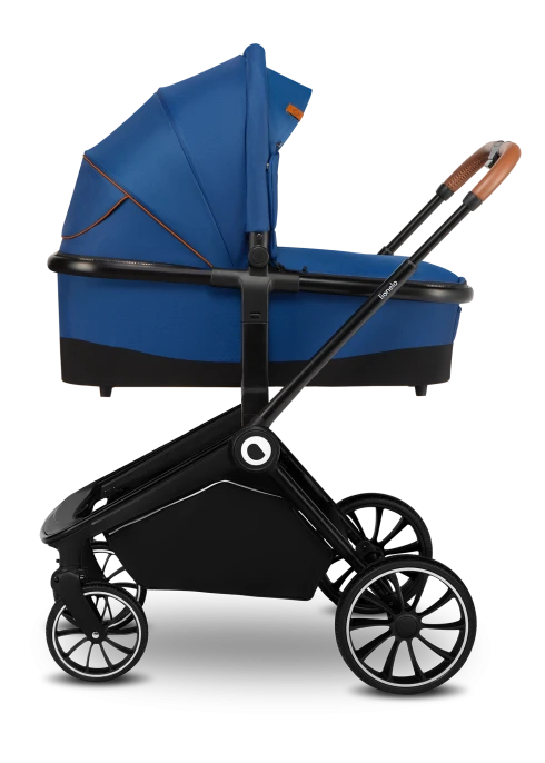 Wózek 3w1, gondola + spacerówka + fotelik, od narodzin - Mika Blue Navy - Lionelo