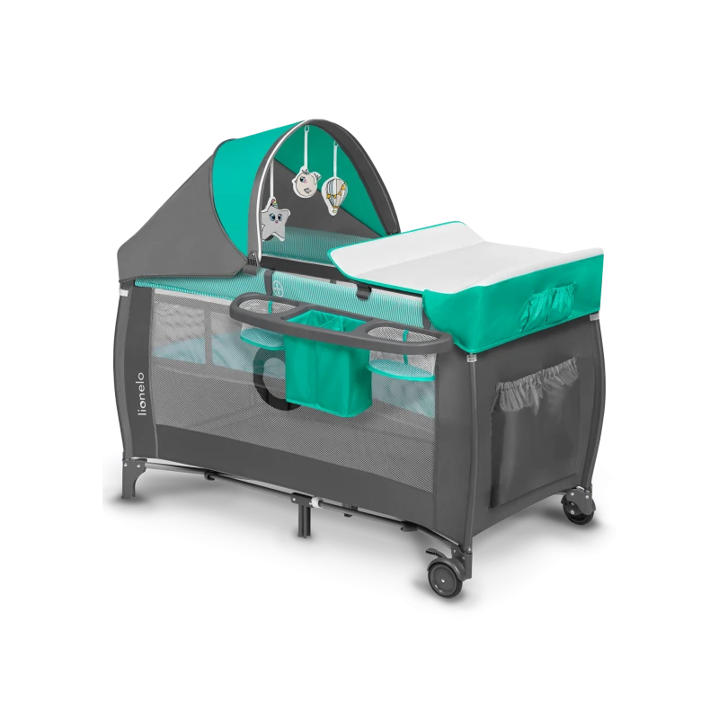 Lionelo Sven Plus Turquoise/Grey — łóżeczko turystyczne