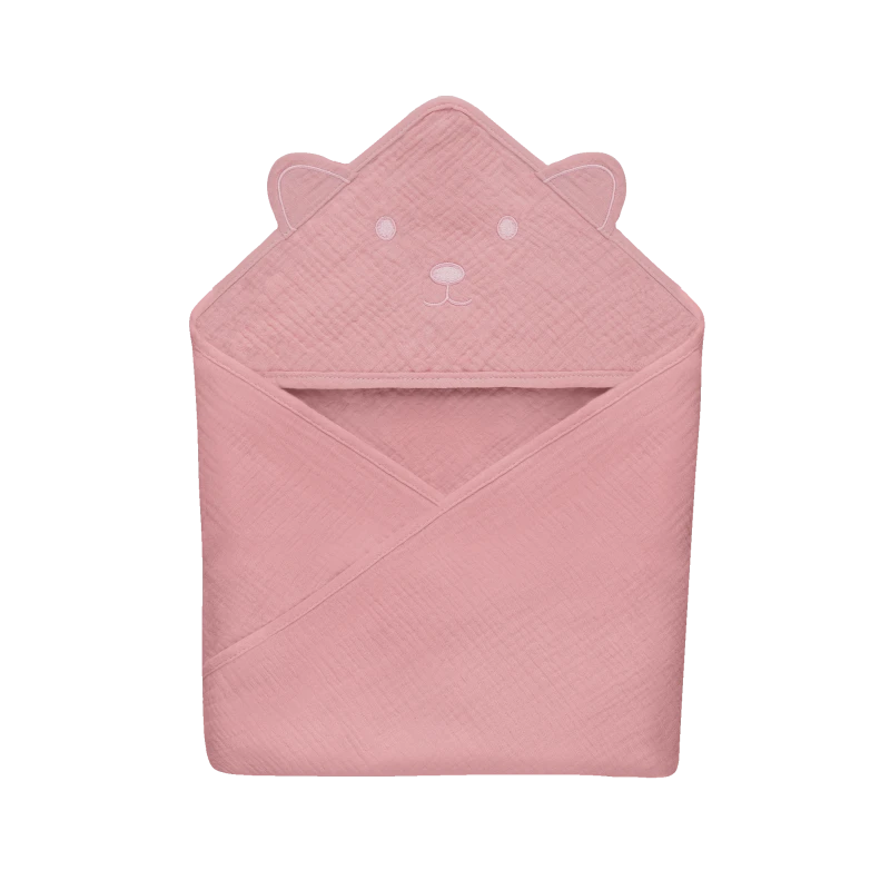 lionelo Muslin Hooded Towel Pink Baby — ręcznik kąpielowy z kapturkiem | Opinie i cena