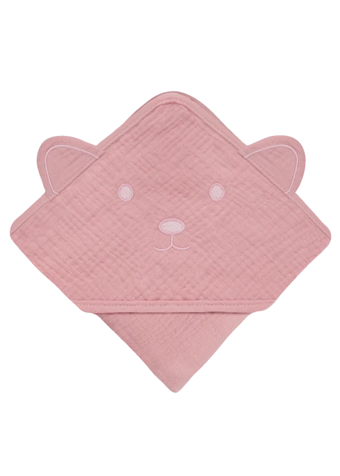 lionelo Muslin Hooded Towel Pink Baby — ręcznik kąpielowy z kapturkiem | Opinie i cena