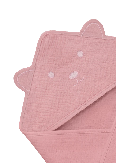 lionelo Muslin Hooded Towel Pink Baby — ręcznik kąpielowy z kapturkiem | Opinie i cena