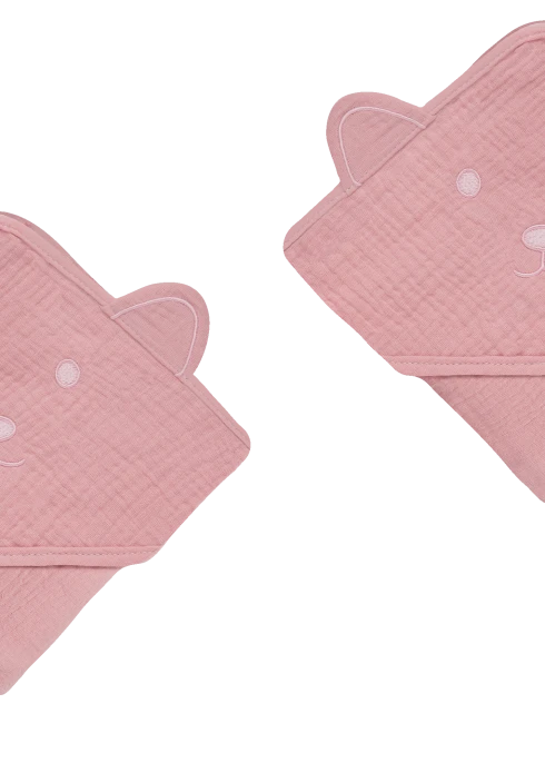 lionelo Muslin Hooded Towel Pink Baby — ręcznik kąpielowy z kapturkiem | Opinie i cena