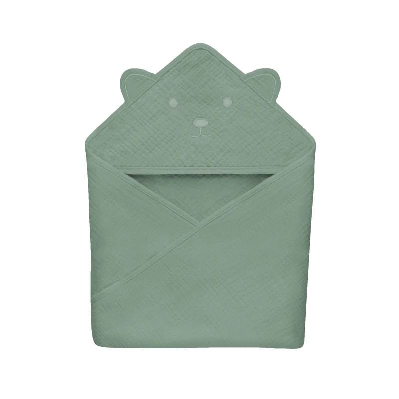 lionelo Muslin Hooded Towel Green Forest — ręcznik kąpielowy z kapturkiem | Opinie i cena