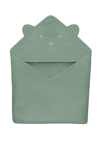 Ręcznik z kapturkiem Muslin Hooded Towel Green Forest - Lionelo