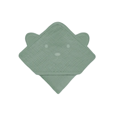 lionelo Muslin Hooded Towel Green Forest — ręcznik kąpielowy z kapturkiem | Opinie i cena