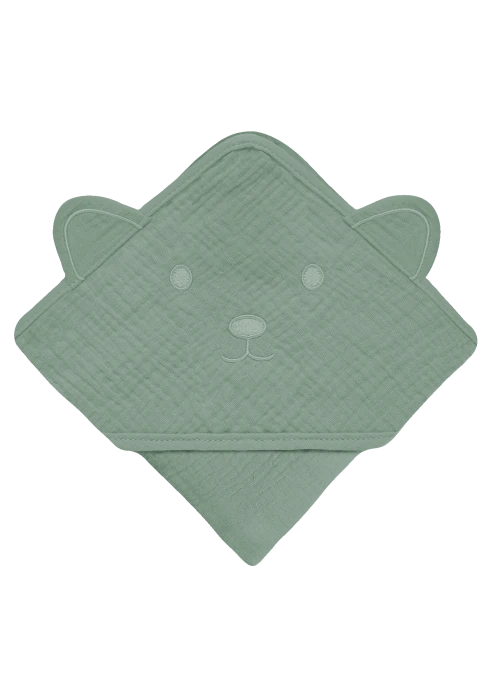 lionelo Muslin Hooded Towel Green Forest — ręcznik kąpielowy z kapturkiem | Opinie i cena