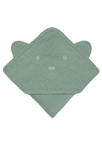 Ręcznik z kapturkiem Muslin Hooded Towel Green Forest - Lionelo