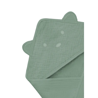 lionelo Muslin Hooded Towel Green Forest — ręcznik kąpielowy z kapturkiem | Opinie i cena