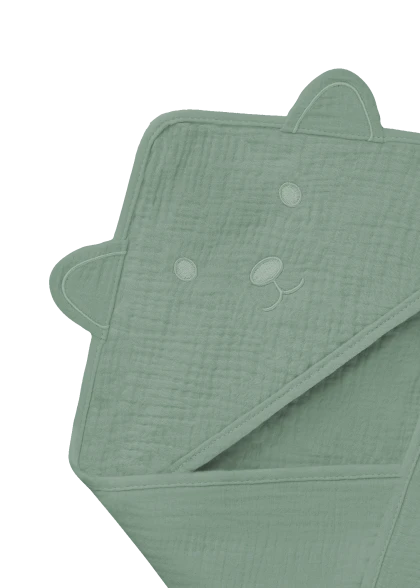 Ręcznik z kapturkiem Muslin Hooded Towel Green Forest - Lionelo