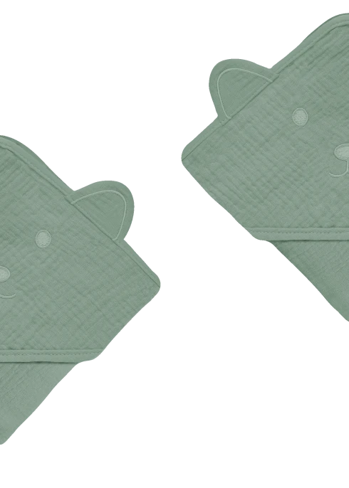 lionelo Muslin Hooded Towel Green Forest — ręcznik kąpielowy z kapturkiem | Opinie i cena