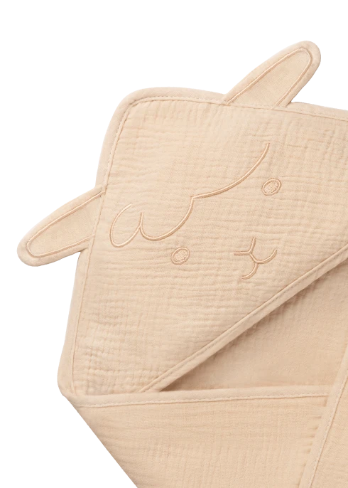lionelo Muslin Hooded Towel Beige Sand — ręcznik kąpielowy z kapturkiem | Opinie i cena