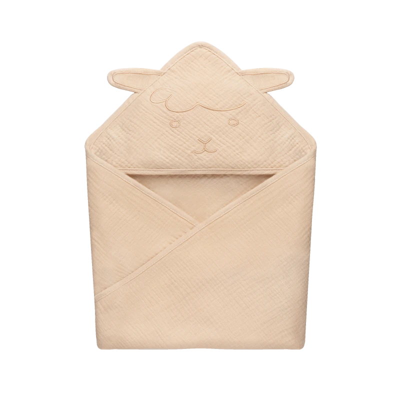 lionelo Muslin Hooded Towel Beige Sand — ręcznik kąpielowy z kapturkiem | Opinie i cena