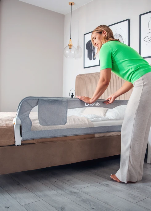Lionelo Eva Grey Melange — barierka do łóżka|Opinie i cena