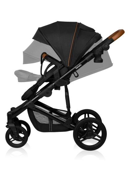 Wózek 2w1, koła offroad, gondola + spacerówka - Mari Tour Black Onyx - Lionelo