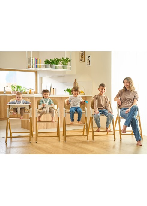 Drewniane Krzesełko 3w1 Celia Grey Wood | Regulacja 1 Ręką