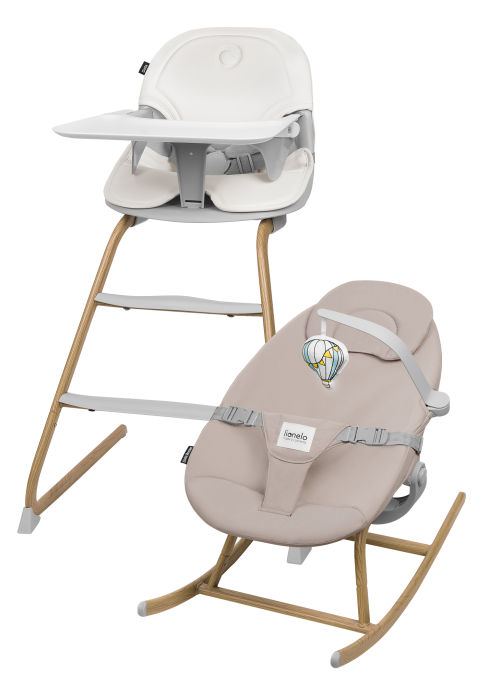 Lionelo Dalia Set Grey Stone Natural — Krzesełko do Karmienia i Bujak 4w1 | Opinie i cena