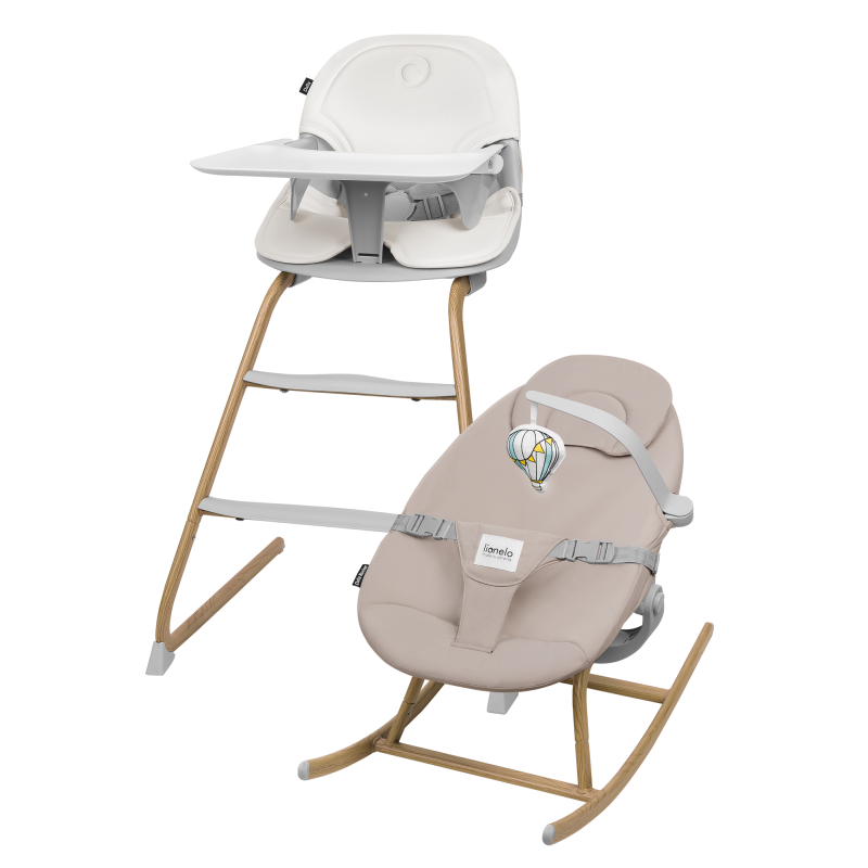 Lionelo Dalia Set Grey Stone Natural — Krzesełko do Karmienia i Bujak 4w1 | Opinie i cena