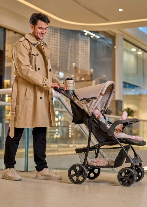 Wózek spacerowy lekki 7,7 kg, z tacką i torbą, do 15 kg - Emma Plus Grey Dove - Lionelo