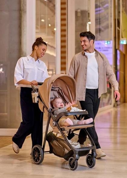 Wózek spacerowy od narodzin, składanie jedną ręką, do 22 kg - Emma One Beige Sand - Lionelo