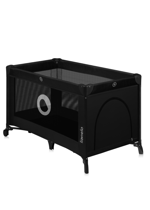 Czarne łóżeczko turystyczne Stefi | Szybkie składanie