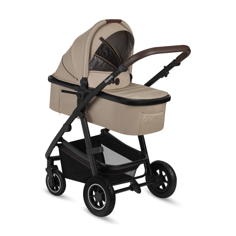Wózek 2w1, gondola i spacerówka, pompowane koła - Amber Beige Sand - Lionelo