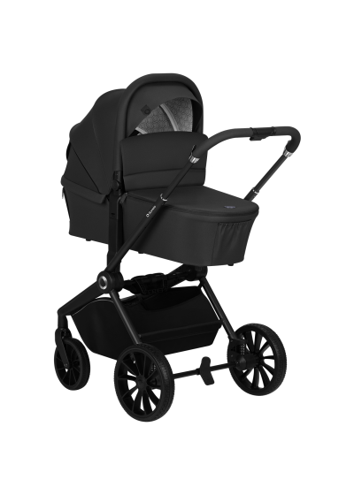 Wózek 2w1, gondola + spacerówka, amortyzowany - Mika Plus Black Onyx - Lionelo