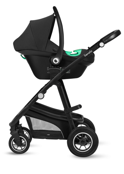 Wózek 3w1, gondola + spacerówka + fotelik, pompowane koła - Bianka Black Onyx - Lionelo