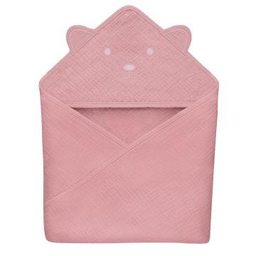 lionelo Muslin Hooded Towel Pink Baby — ręcznik kąpielowy z kapturkiem